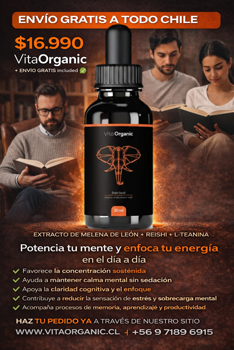 VitaOrganic Brain Food – Enfoque Mental, Calma y Claridad Cognitiva Natural (30 ml)